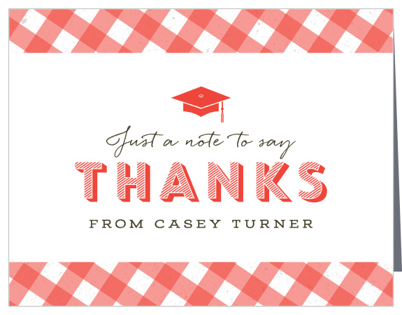 Show your appreciation for the support of your family and friends with our Picnic Plaid Graduation Thank You Card.
