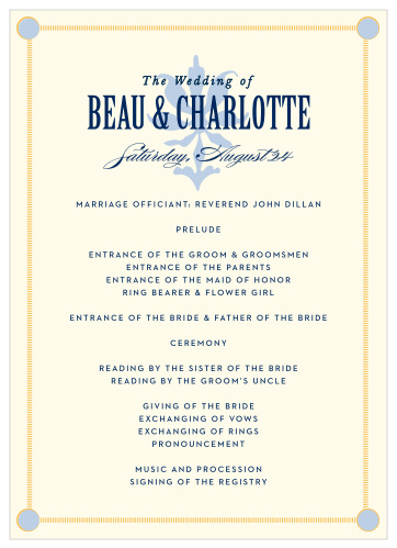 Our MaeMae's Montgomery Wedding Programs are a perfectly charming way to make your wedding a memorable experience.