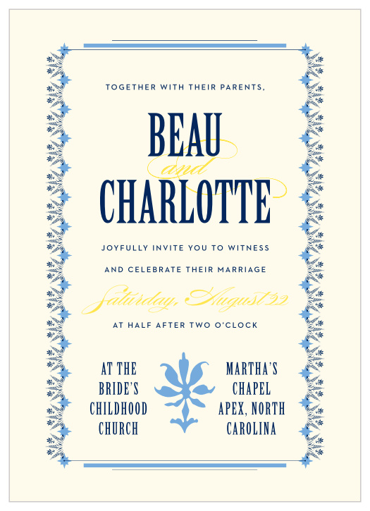 Our MaeMae's Montgomery Wedding Invitations are a perfectly unique way to announce the special day.