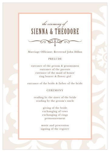 Even as you take each step down the aisle, you can be sure that our MaeMae's Theo Wedding Programs are guiding your guests through every moment and member of your ceremony.