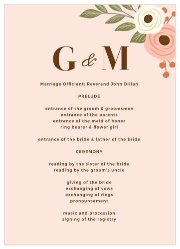 Country Chic Wedding Programs