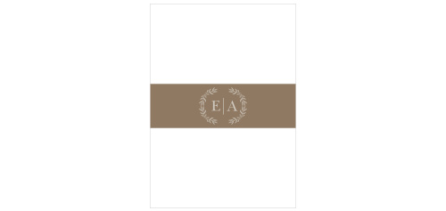 Smoky-gray against the deep mocha coloration of our MaeMae's Eden Wedding Belly Bands' background, your initials stand framed by the lovely arches of illustrated leaves.