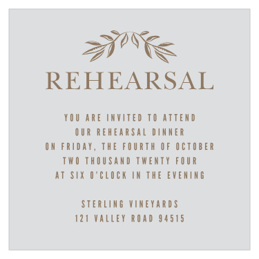 Gather together your dearest friends and family for a lovely dinner with our MaeMae's Eden Rehearsal Cards. Created by our talented guest designer MaeMae, these cards feature mocha-colored text and illustrations against a brilliant pseudo-silver background for easy reading.