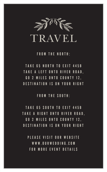 Guide your guests to the location of your wedding venue with the incredible style of our MaeMae's Eden Direction Cards. 