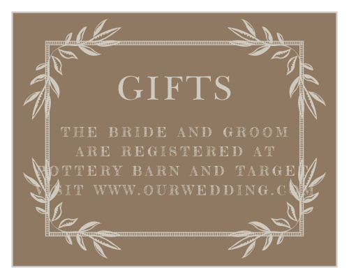 Guide your guests to the items you need to start the next chapter of your life with our MaeMae's Eden Registry Cards.