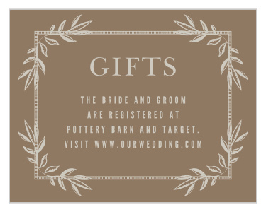 Guide your guests to the items you need to start the next chapter of your life with our MaeMae's Eden Registry Cards.