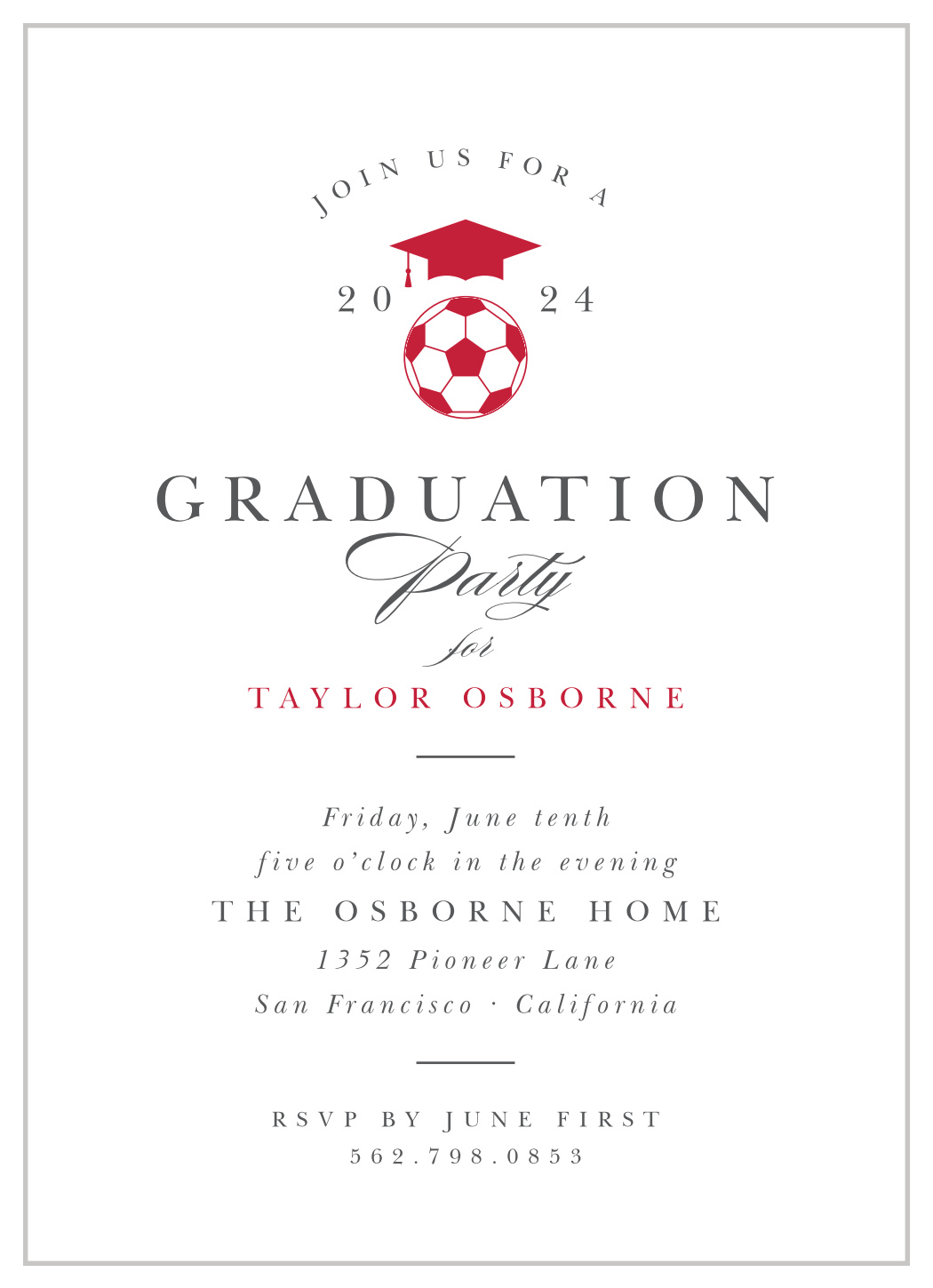 Soccer Star Graduation Invitations
