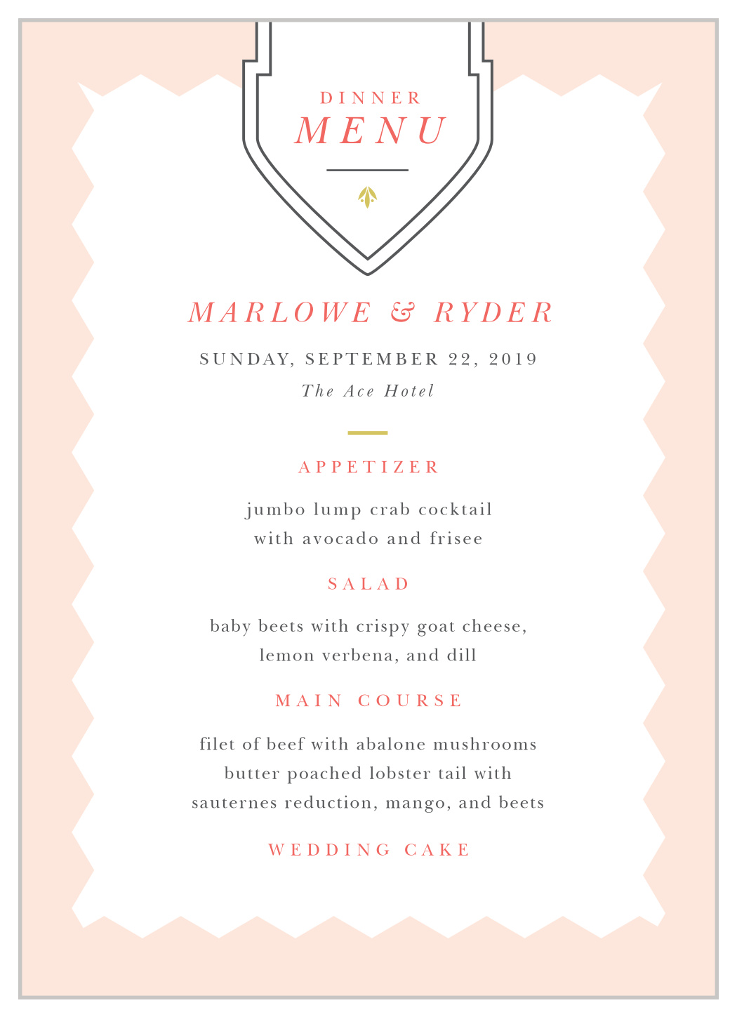 MaeMae's Marlowe Wedding Menus