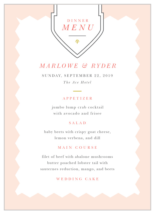 Our MaeMae's Marlowe Wedding Menus describe every tantalizing meal option in irresistible detail.