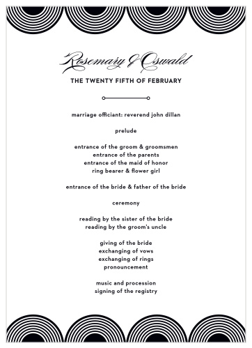 Our MaeMae's Oswald Wedding Programs are a perfectly fun way to make your wedding a memorable experience.