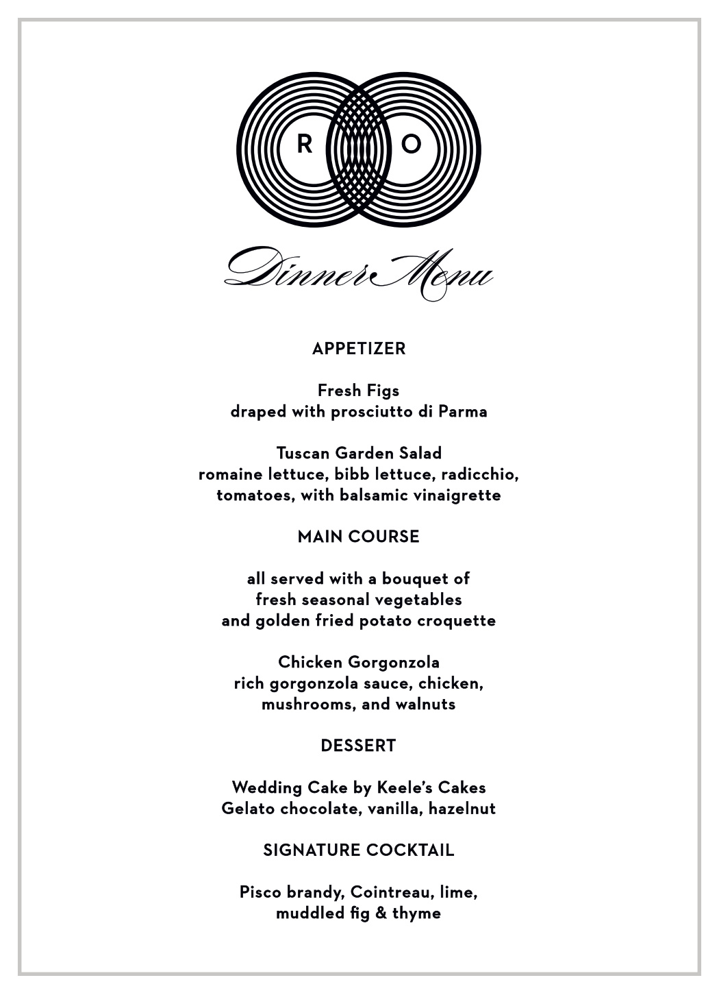 MaeMae's Oswald Wedding Menus