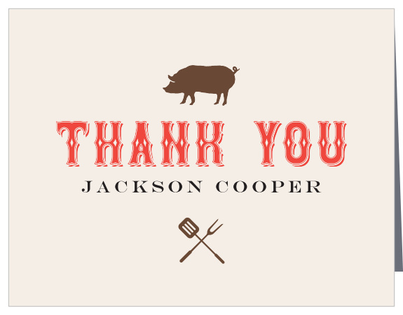 Show your guests you care with our Roasted Pig Graduation Thank You Card!