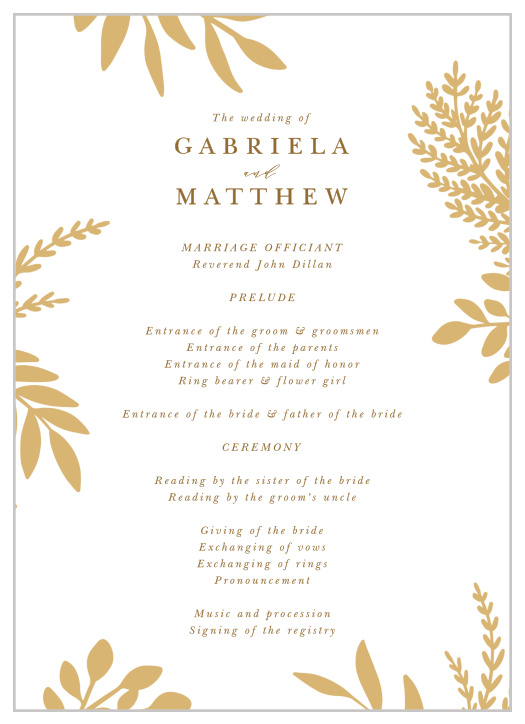 Outline the events of your day, and the names of those involved, in our Autumn Leaves Wedding Programs!