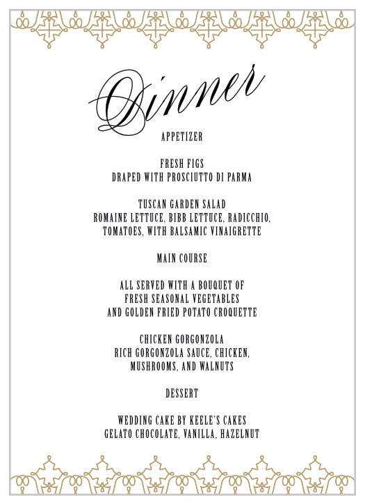 The simple design of MaeMae's Smith Wedding Menus puts the focus on the details of what you're serving. 