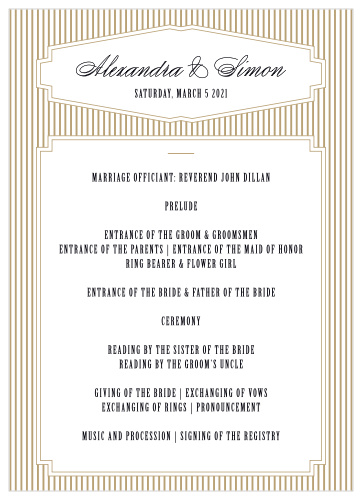 Intricate lines dance in a pattern around MaeMae's Smith Wedding Programs, offering a detailed framework for your wedding day information.