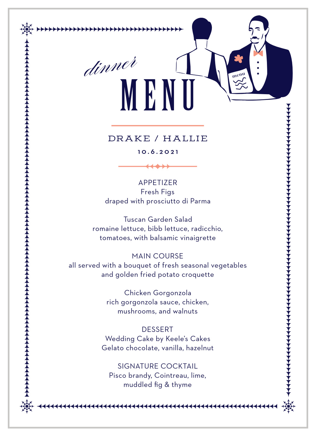 MaeMae's Drake Wedding Menus