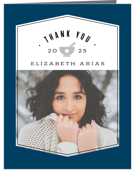 Express gratitude towards your family and friends for their support on your celebration day with our Pharmaceutical Mortar Graduation Thank You Card.