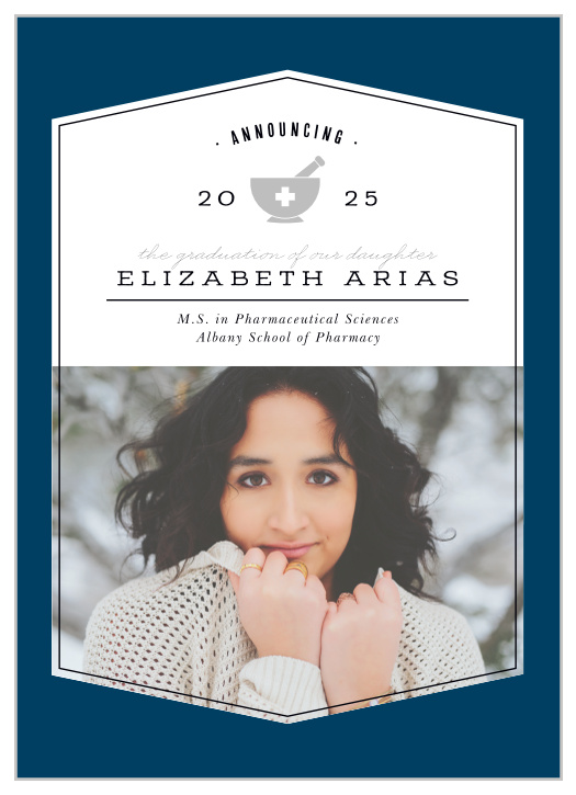 Broadcast your astonishing achievement to your family and friends with our Pharmaceutical Mortar Graduation Announcements.