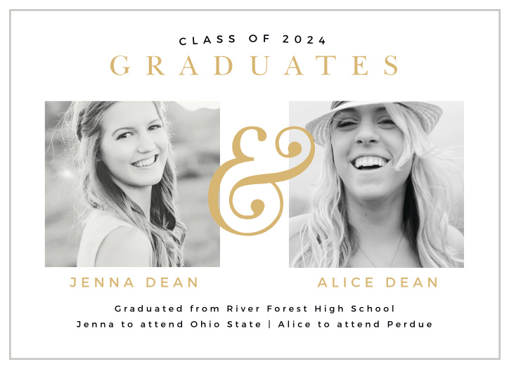 Two Twins Graduation Announcements is the perfect way to broadcast you and your twin's big achievement to your family and friends.