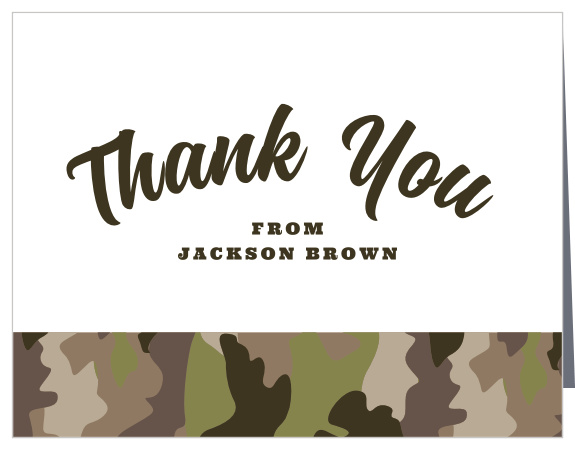 Express your gratitude for the support of your family and friends on your big day with our Camouflage Party Graduation Thank You Card.