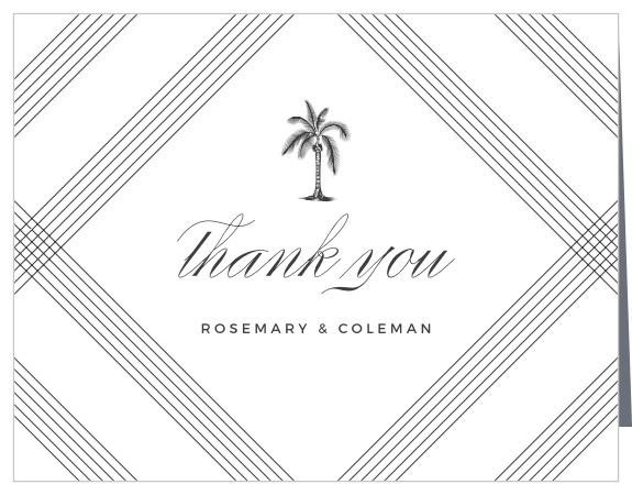 Simple line illustrations adorn the front of MaeMae's Bruno Wedding Thank You Cards.