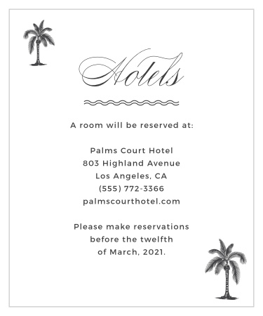 Help your loved ones find a comfortable place to stay while they're in town for your wedding using MaeMae's Bruno Accommodation Cards! 