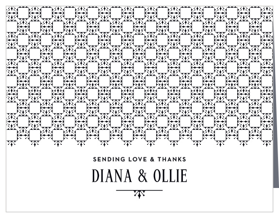 Express your thanks to your family and friends for supporting you on your big day with our MaeMae's Ollie Wedding Thank You Cards.
