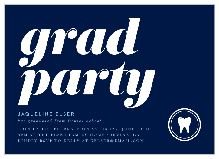 Gather your family and friends together in celebration of your big achievement with our Dental School Graduation Party Invitations.