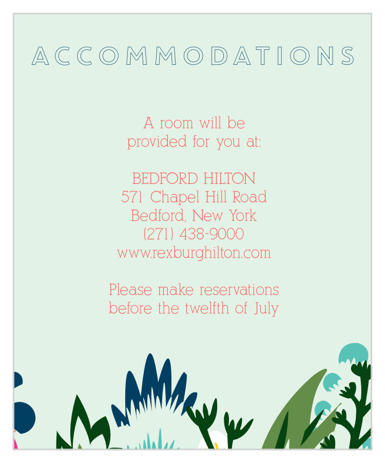 Tropical Flower Accommodation Cards