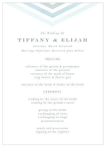 Our Chevron Arrow Wedding Programs keep family and friends up-to-date throughout your ceremony.