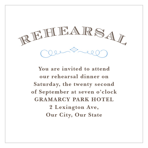 Our MaeMae's Hugo Rehearsal Cards are a perfect way to let your most important guests know about your rehearsal.