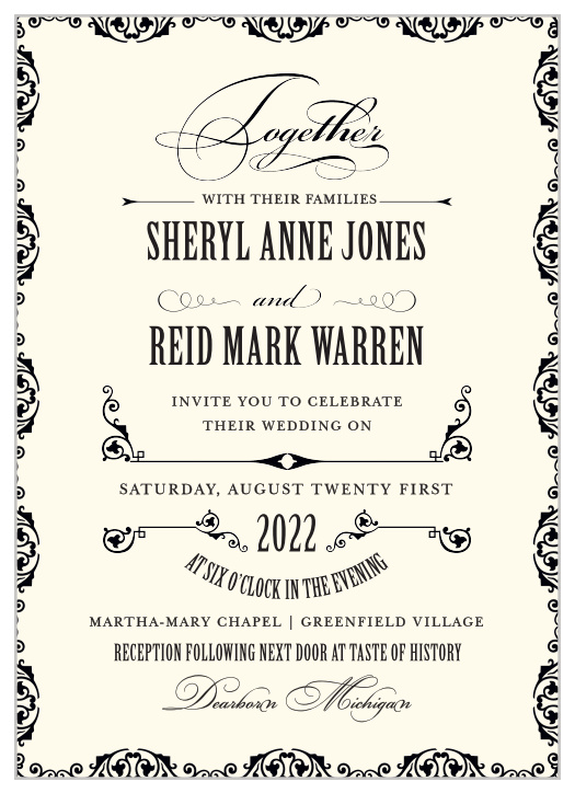 Our MaeMae's Ronnie Wedding Invitations are a perfectly distinguished way to announce the special day.