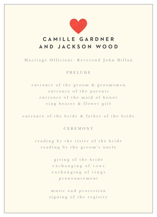 Our Charming Mustache wedding program is a perfect match for the rest of the Charming Mustache wedding suite.