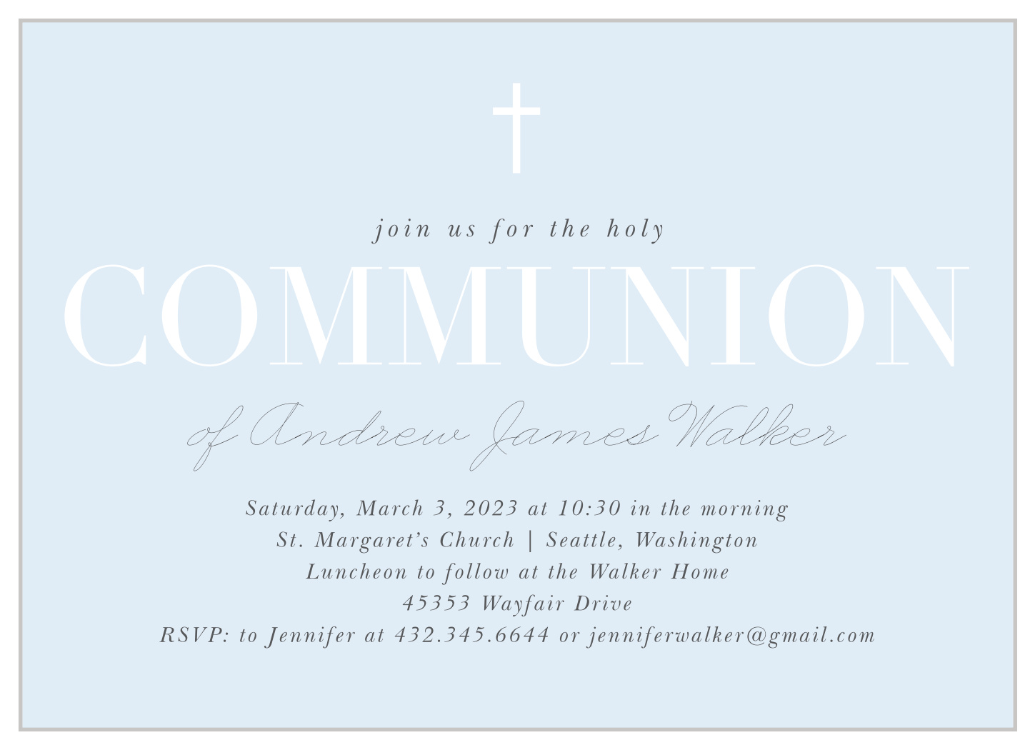 Holy Cross Communion Invitations