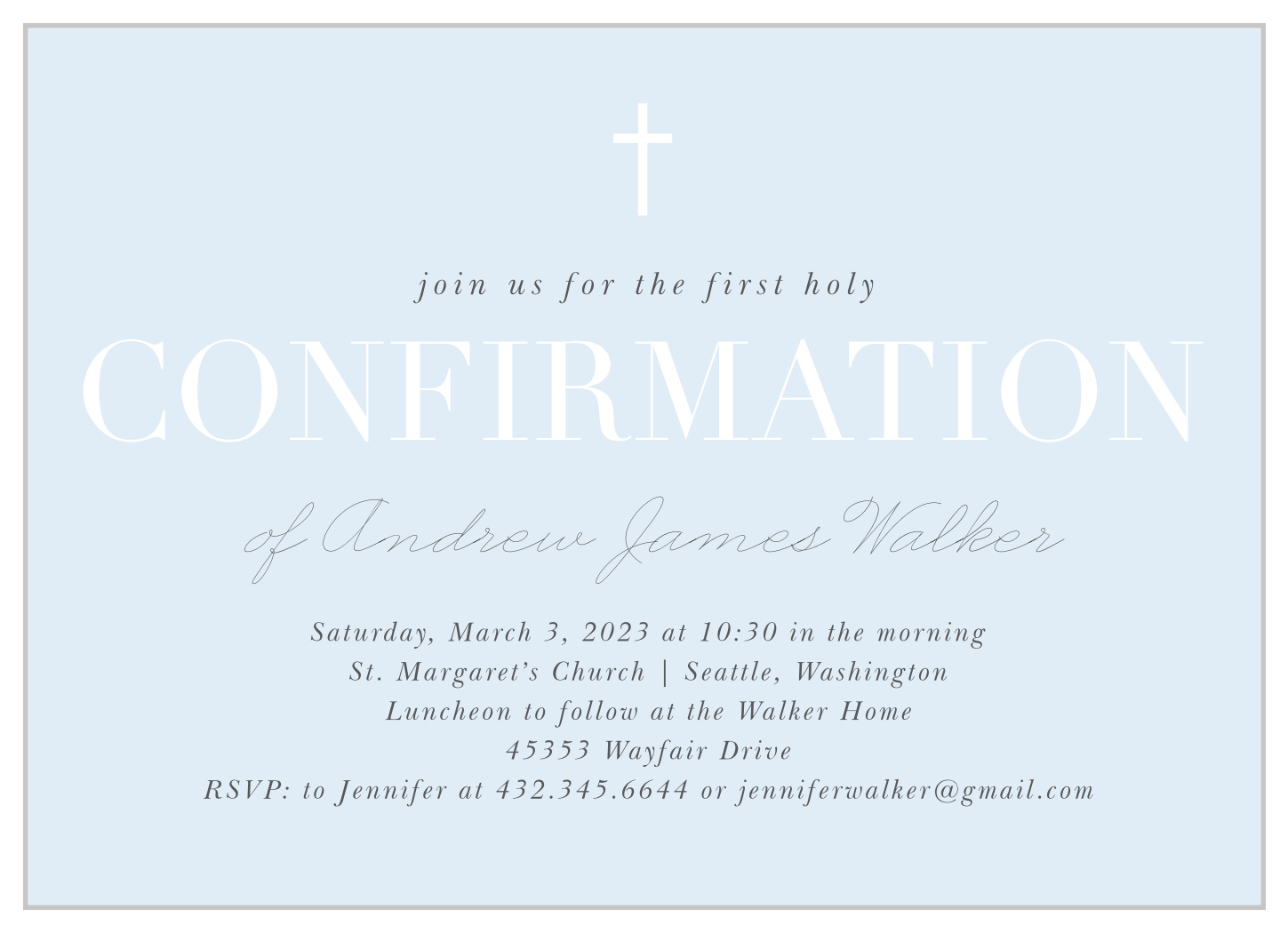 Holy Cross Confirmation Invitations