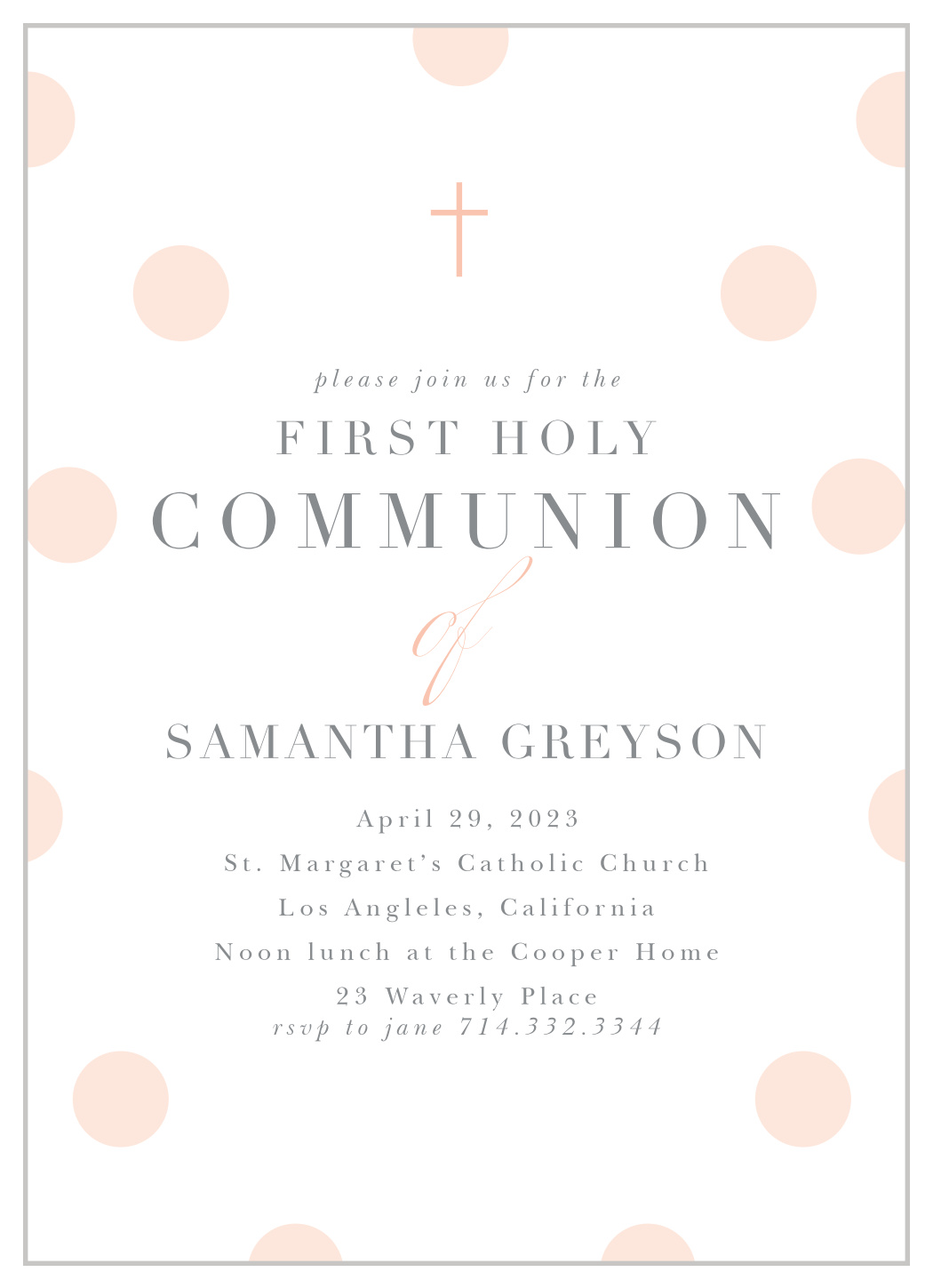 Sweetly Dotted Communion Invitations