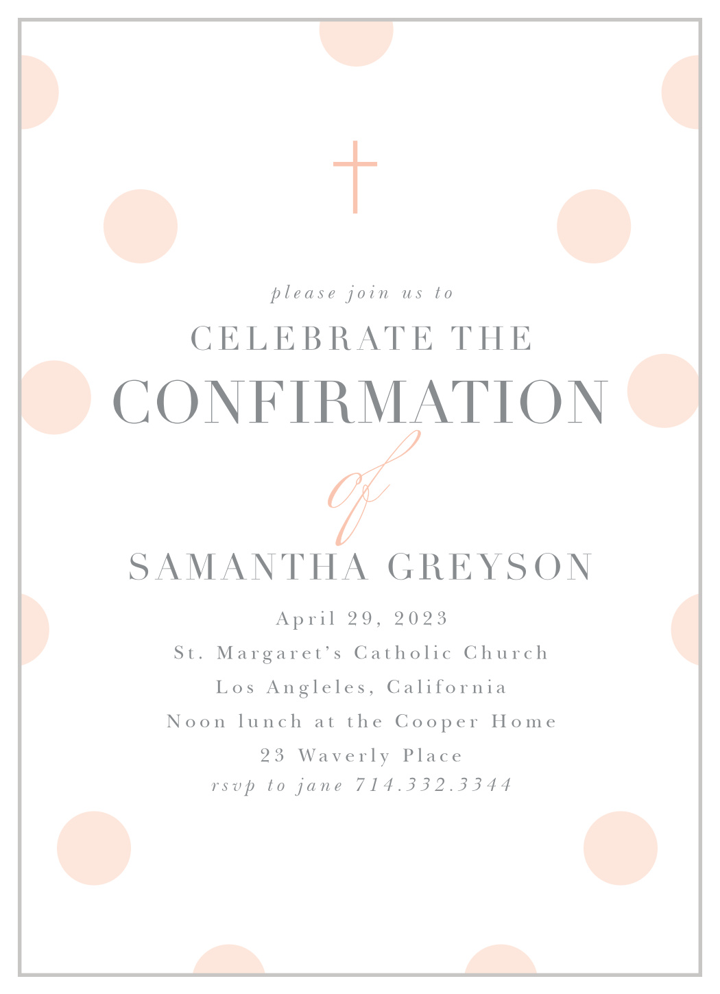 Sweetly Dotted Confirmation Invitations