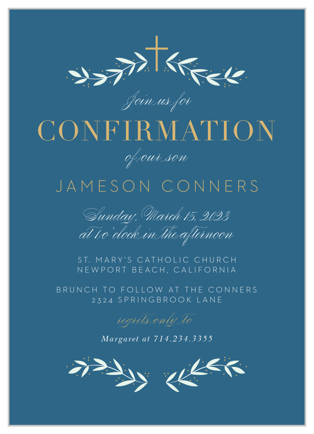 Delicate Branches Confirmation Invitations