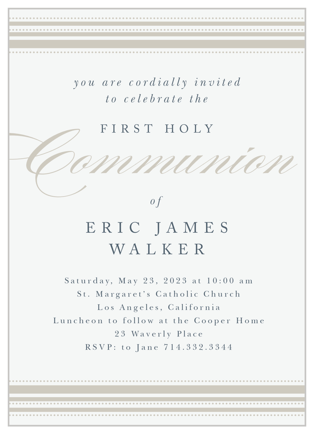Striped & Dotted Communion Invitations