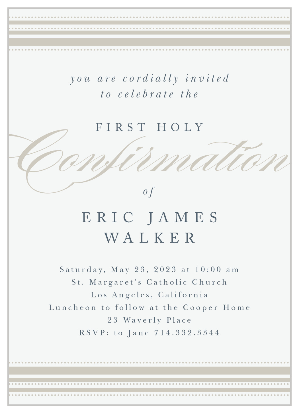 Striped & Dotted Confirmation Invitations