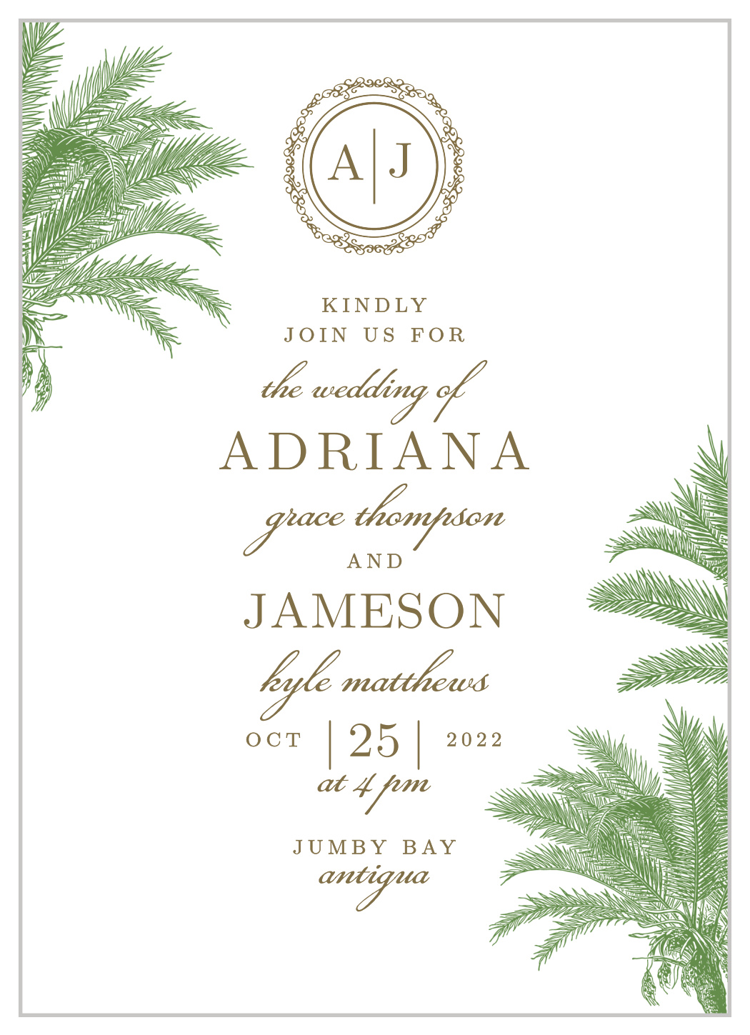 Caribbean Palm Wedding Invitations