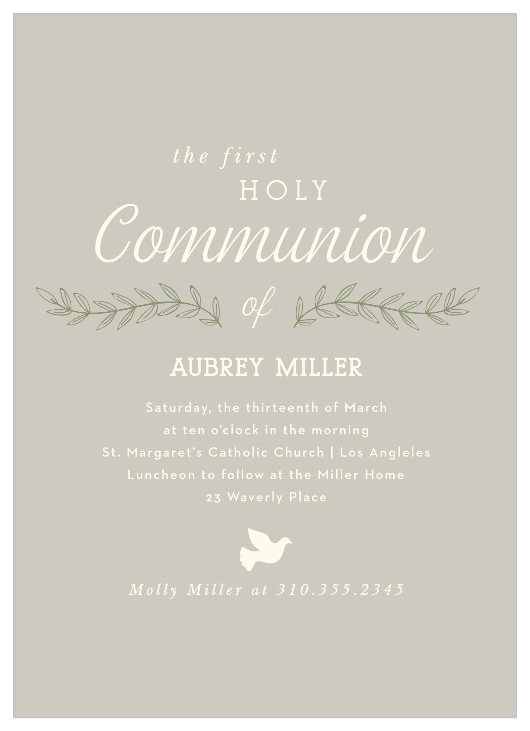 Precious Dove Communion Invitations