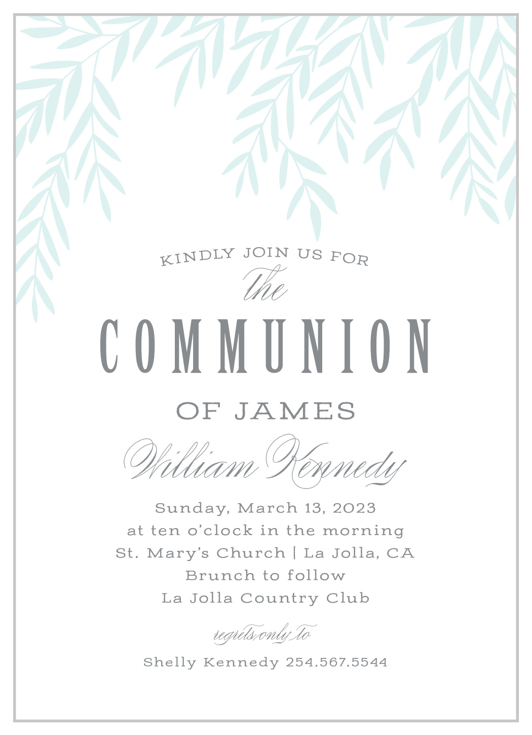Soft Willow Communion Invitations