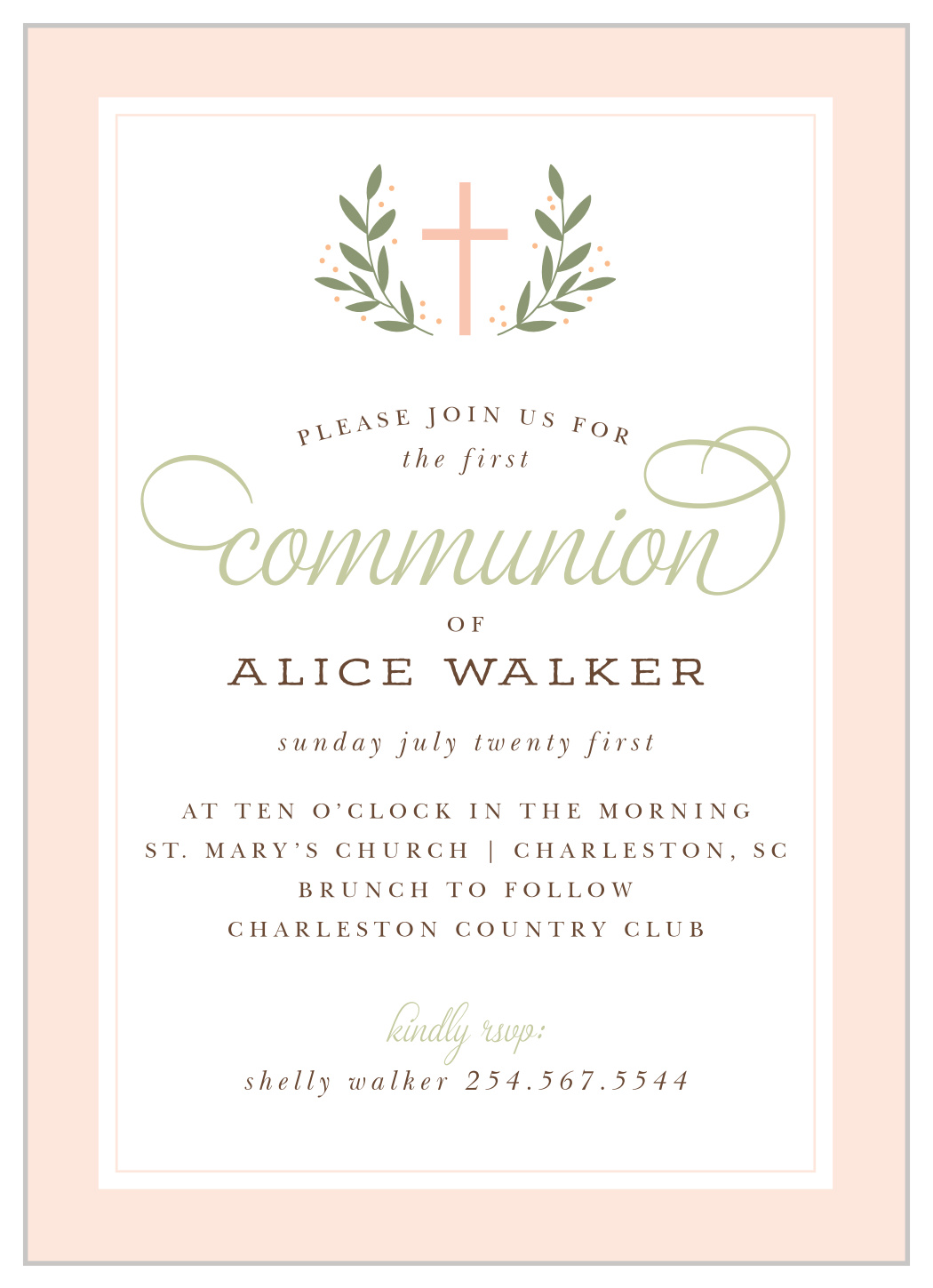 Laurel Garden Communion Invitations