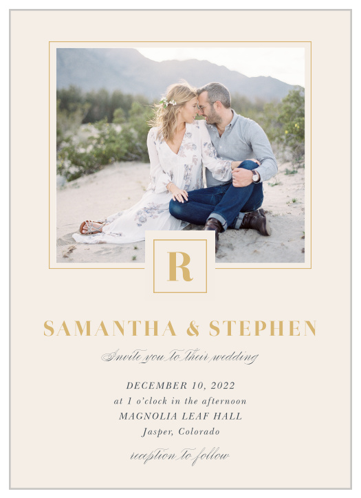 Our Trimmed In Gold Wedding Invitations is perfect for inviting your friends and family to the next chapter of your life.