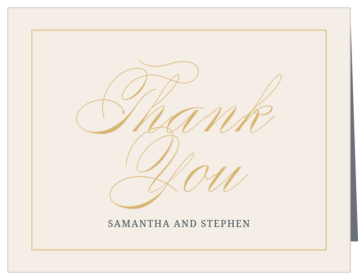 Trimmed In Gold Wedding Thank You Cards
