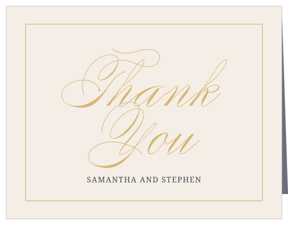 Say thanks to those who helped make your big day special with our Trimmed In Gold Wedding Thank You Cards.