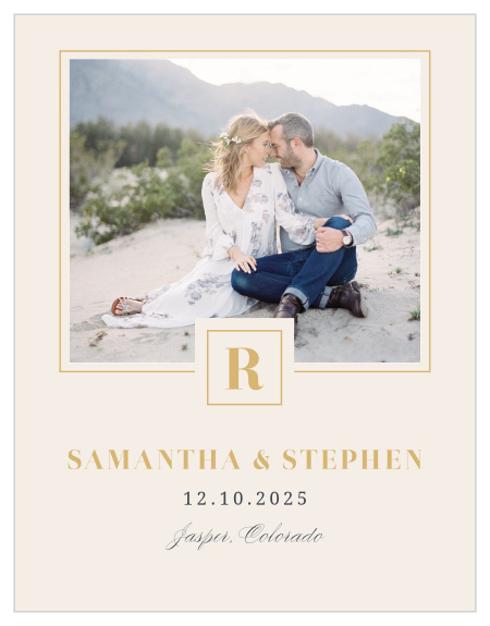 Our Trimmed In Gold Save-the-Date Magnets is the perfect way of sharing your upcoming special day.