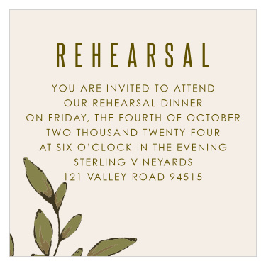 You'll love the botanical, rustic vibe of the Whimsical Wonderland Rehearsal Cards!