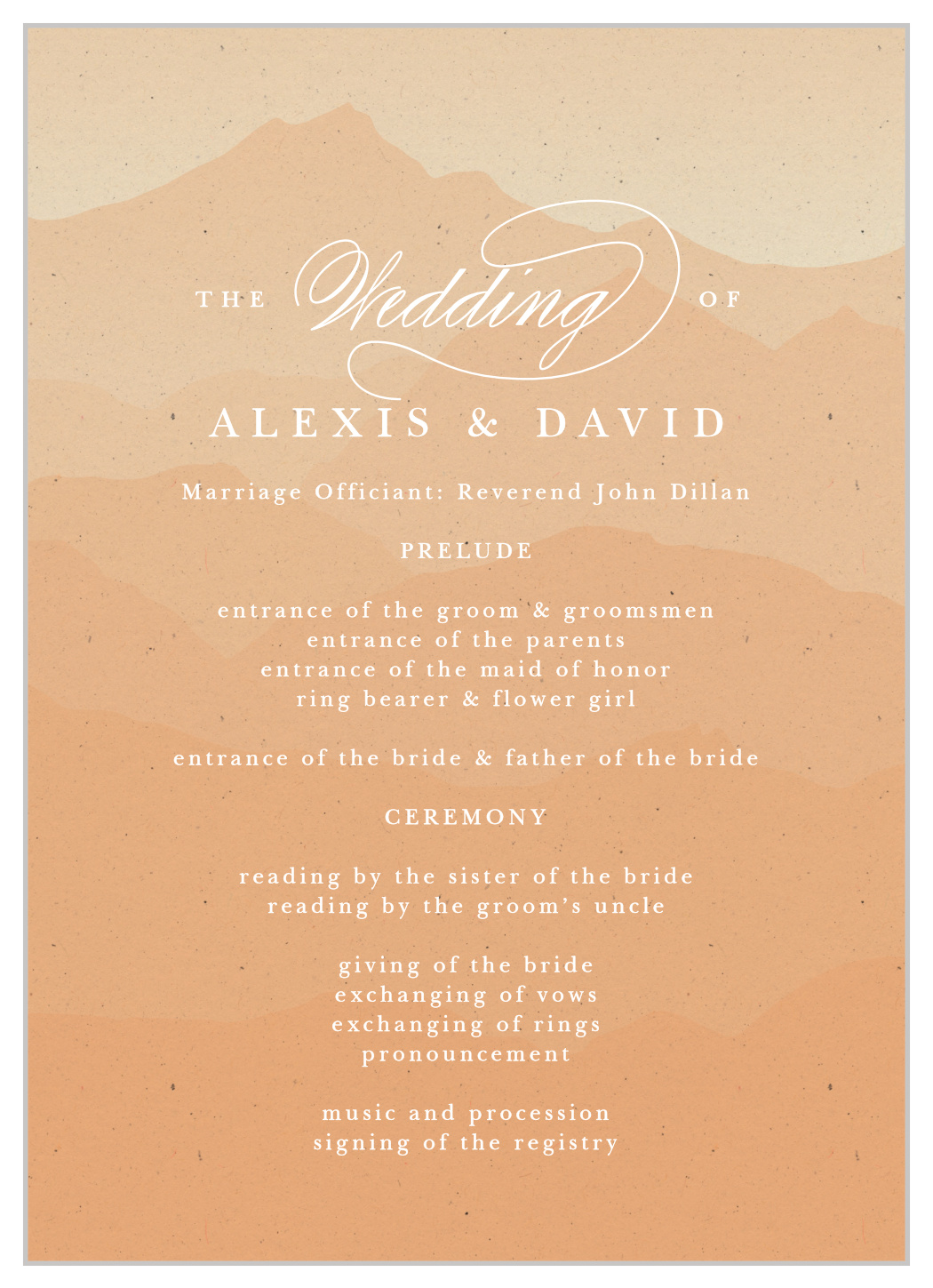 Majestic Mountains Wedding Programs